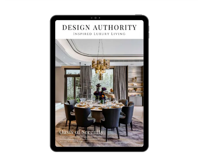 Inspired Luxury Living magazine displayed on a tablet
