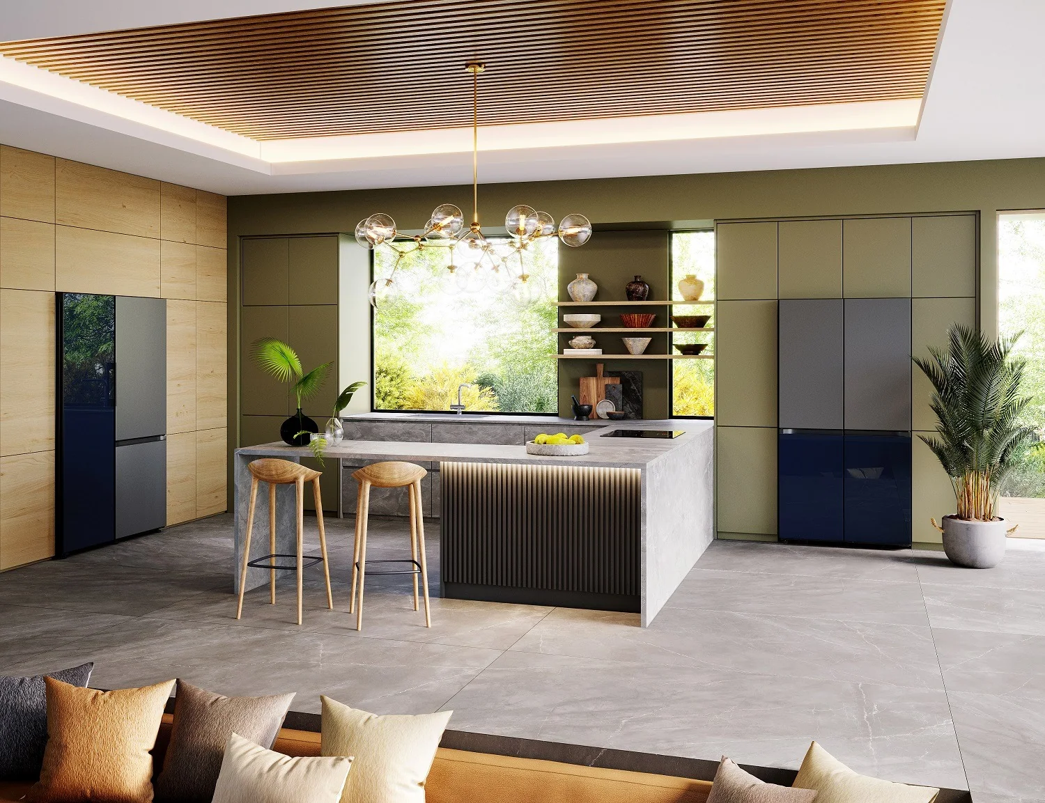 Samsung Bespoke Refrigerator 2 Grey Glass Navy Glass, Design Authority