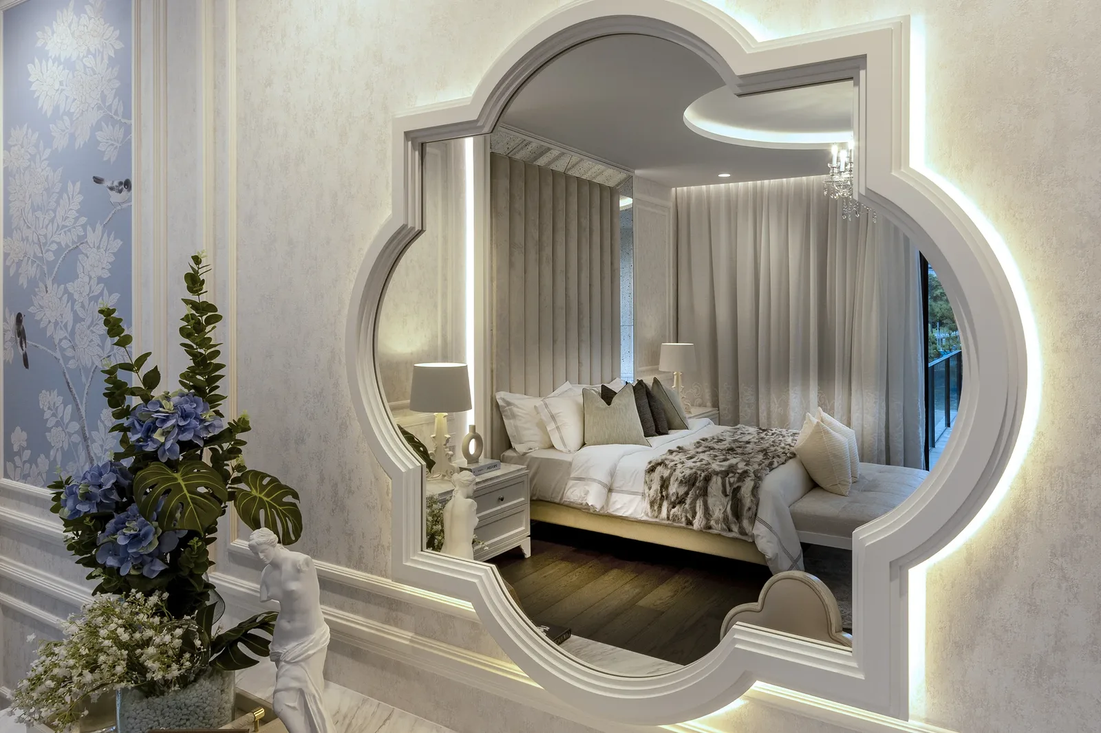 SuMisura &mdash; daughter's suite mirror highlight with European detailing